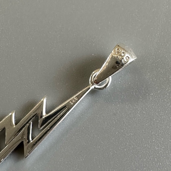 Sterling Silver Edgy Thunderbolt Pendant - Picture 5 of 7